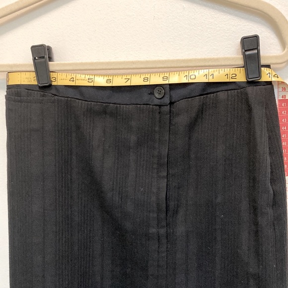 Mayle Black Tonal Striped At-the-Knee Skirt with Silk Insert Kick Pleat - Picture 8 of 9